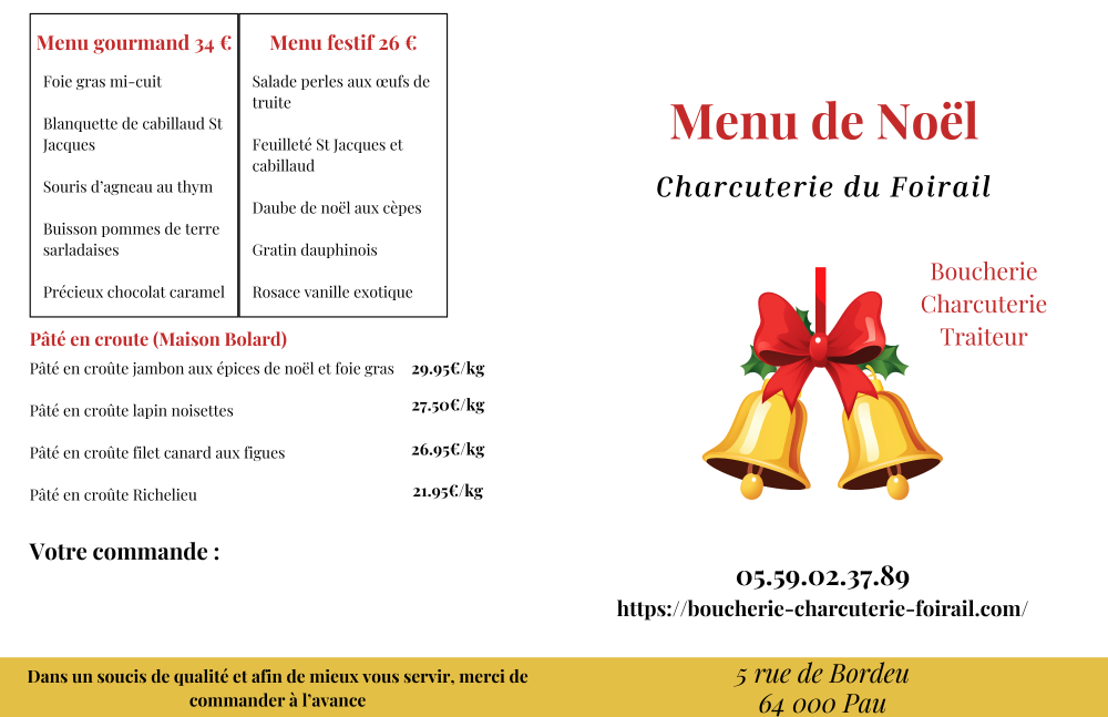 Menu de Noël 2025